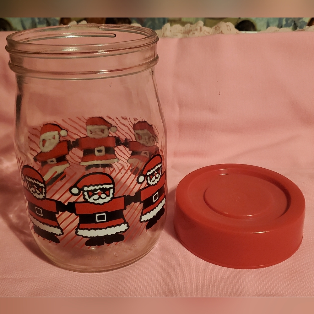 Carlton Glass Santa Claus Jar with Red Plastic Lid